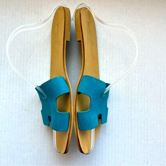 Yasemi Turquoise Teal Slip On Slide Flat H-Band Sandal Shoes Women’s EU 40 US 9 - Picture 5 of 15